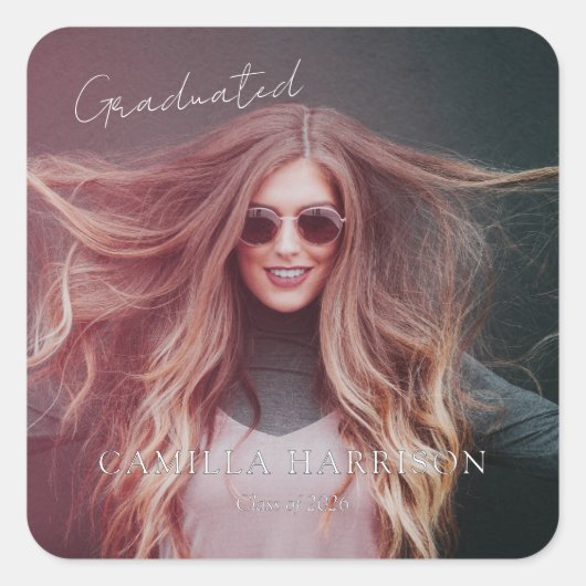Trendy Script Afstudeercadeau  Vierkante Sticker (Voorkant)