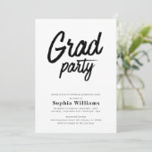 Trendy Script Afstudeerfeest Afstuderen Kaart (Staand voorkant)