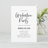 Trendy Script Afstudeerfeest Foto Uitnodiging (Staand voorkant)