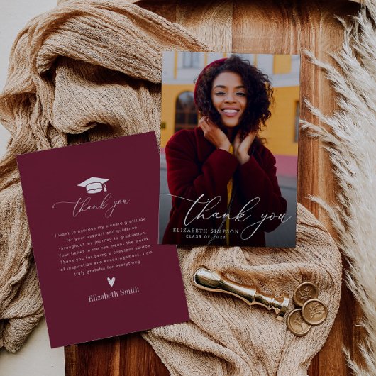 Trendy Script afstuderen Dank u fotokaart Bedankkaart