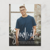 Trendy script afstuderen foto afstuderen uitnodiging briefkaart (Voorkant)