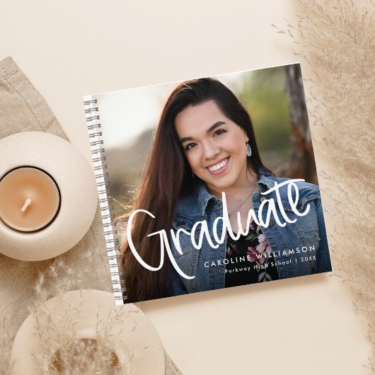 Trendy Script Afstuderen Foto Keepsake Gast Notitieboek