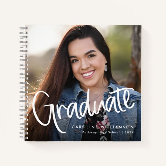 Trendy Script Afstuderen Foto Keepsake Gast Notitieboek (Voorkant)