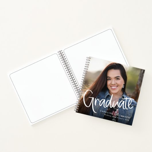 Trendy Script Afstuderen Foto Keepsake Gast Notitieboek (Binnen)