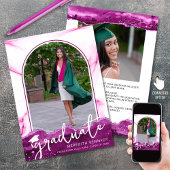 Trendy Script Arch Pink Magenta Glitter 2 Foto Aankondiging
