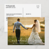 Trendy script avontuur begint Trouw Dank je Briefkaart (Voorkant / Achterkant)