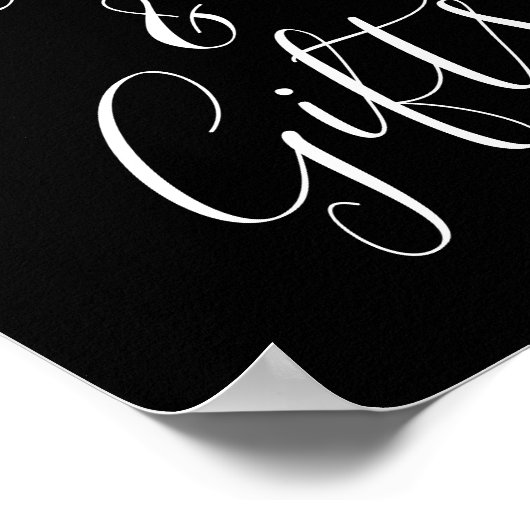 Trendy Script Black Wedding Cards and Gifts Sign Poster (Hoek)