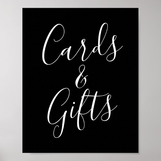 Trendy Script Black Wedding Cards and Gifts Sign Poster (Voorkant)