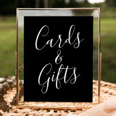 Trendy Script Black Wedding Cards and Gifts Sign Poster