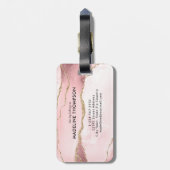 Trendy Script Blush Pink Agate Geode Gold Monogram Bagagelabel (Achterkant verticaal)