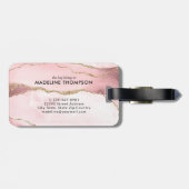 Trendy Script Blush Pink Agate Geode Gold Monogram Bagagelabel (Achterkant horizontaal)