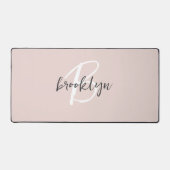 Trendy Script Blush Roze Grijs Monogram Naam Bureaumat (Voorkant)
