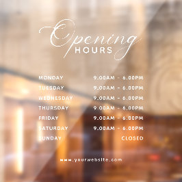 Trendy Script Business Opening Hours Transparent Raamsticker
