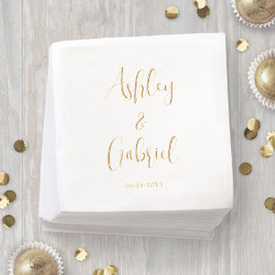 Trendy Script Calligrafie Eenvoudige moderne bruil Folie Servetten