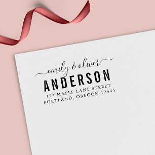 Trendy Script Couple Bold Achternaam Return Addres Zelfinktende Stempel