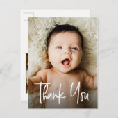Trendy Script Custom Foto's Baby Dank u Briefkaart (Voorkant / Achterkant)