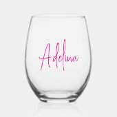 Trendy Script Custom Name Wedding Bridesmaid Favor Wijnglas Zonder Voet (Voorkant)