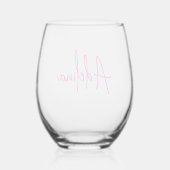 Trendy Script Custom Name Wedding Bridesmaid Favor Wijnglas Zonder Voet (Achterkant)