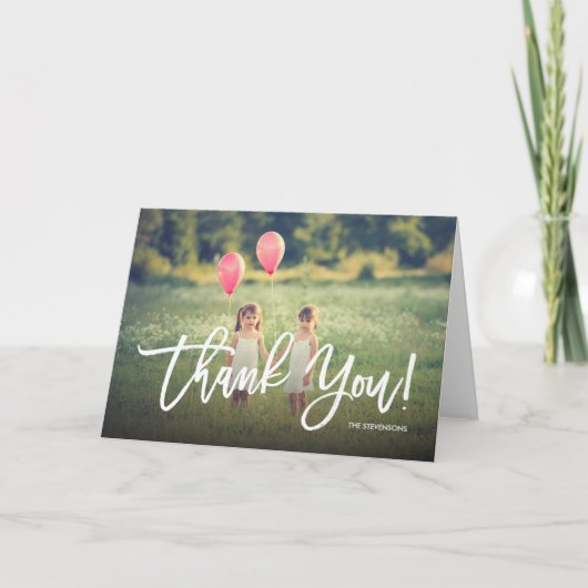 Trendy Script Dank Je Wel Volledige Bleed-foto Bedankkaart (Voorkant)