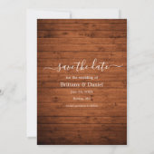 Trendy Script die gehuwd is met Rustic Wood Save The Date (Achterkant)