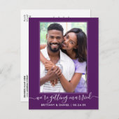 Trendy Script die gehuwd Paars wordt sparen de Dat Briefkaart (Voorkant / Achterkant)