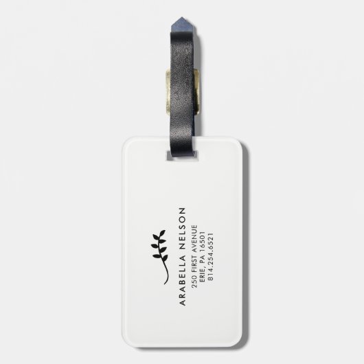 Trendy Script en Leaves | Bon Voyage Bagagelabel (Achterkant verticaal)