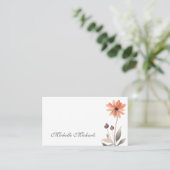 Trendy Script Floral Burnt Oranje Flower Visitekaartje (Staand voorkant)