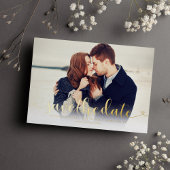 Trendy Script Foto Bruiloft Save the Date Folie Uitnodiging