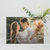 Trendy script foto bruiloft Sla de datum kaart (Staand voorkant)