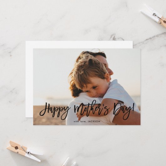 Trendy Script | Foto Moederdag Kaart (Voorkant / Achterkant in situ)