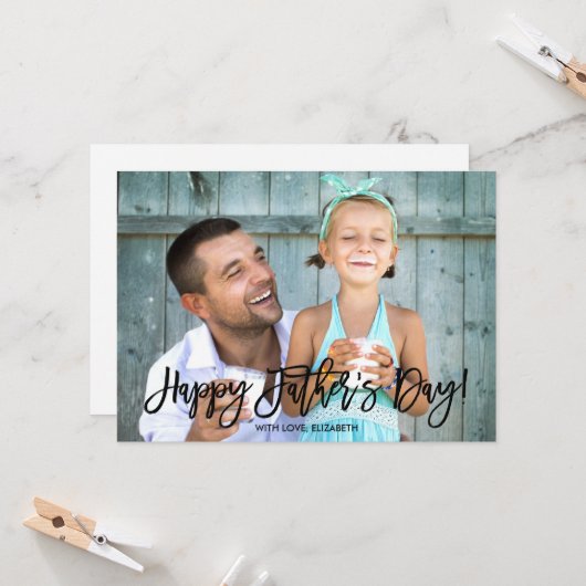 Trendy Script | Foto Vaderdag Kaart (Voorkant / Achterkant in situ)