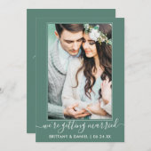 Trendy script Getting Married Eucalyptus Green Save The Date (Voorkant / Achterkant)