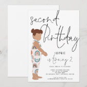 Trendy Script Girl Rainbows 2e verjaardag Kaart (Voorkant / Achterkant)