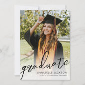 Trendy Script Graduate Foto Afstuderen Aankondiging (Voorkant)