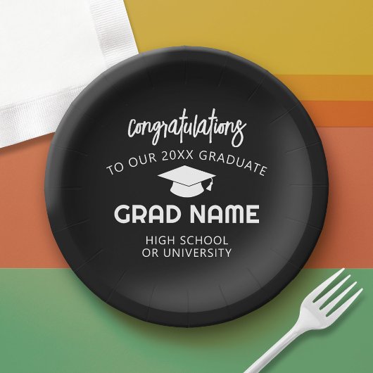 Trendy Script Graduation Party - Zwart Papieren Bordje