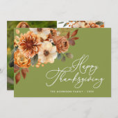 Trendy script Herfst Thanksgiving Foto Feestdagenkaart (Voorkant / Achterkant)
