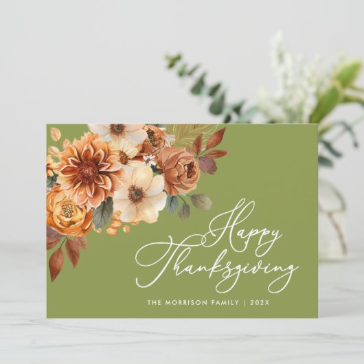 Trendy script Herfst Thanksgiving Foto Feestdagenkaart (Staand voorkant)