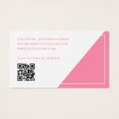 Trendy script influencer blogger roze profielkaart visitekaartje (Achterkant)