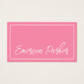 Trendy script influencer blogger roze profielkaart visitekaartje (Voorkant)