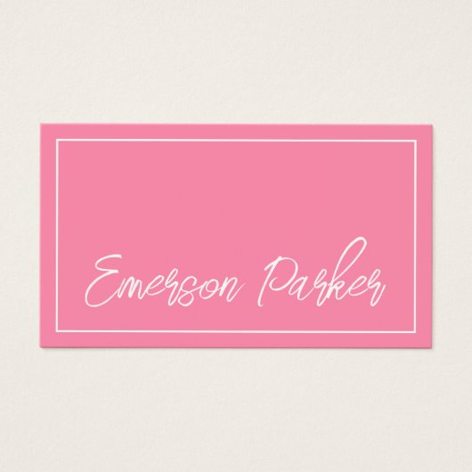 Trendy script influencer blogger roze profielkaart visitekaartje (Voorkant)