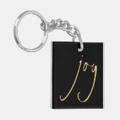 Trendy Script Joy Kerstmis Black Sleutelhanger (Voorkant Links)