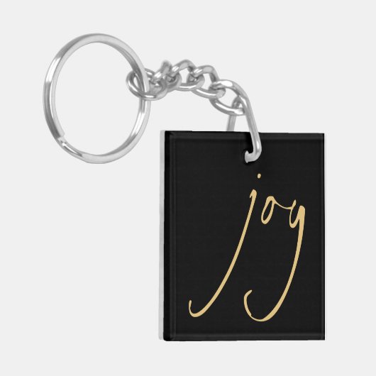Trendy Script Joy Kerstmis Black Sleutelhanger (Voorkant Links)