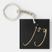 Trendy Script Joy Kerstmis Black Sleutelhanger (Voorkant)