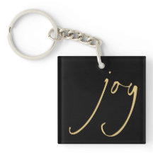 Trendy Script Joy Kerstmis Black Sleutelhanger
