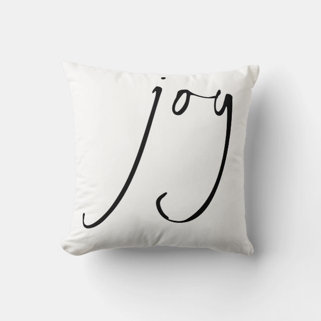 Trendy Script Joy Kerstmis White Kussen (Voorkant)