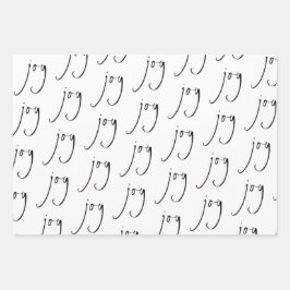 Trendy Script Joy Pattern Gold Black White Inpakpapier Vel