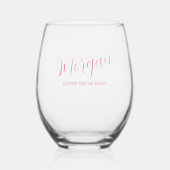 Trendy Script kalligrafie gepersonaliseerd aangepa Wijnglas Zonder Voet (Voorkant)