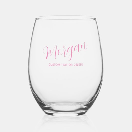 Trendy Script kalligrafie gepersonaliseerd aangepa Wijnglas Zonder Voet (Voorkant)