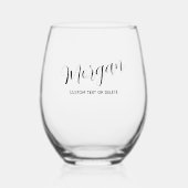 Trendy script kalligrafie gepersonaliseerd op maat wijnglas zonder voet (Voorkant)
