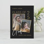 Trendy Script Klasse van 25 Foto Graduation Party Aankondiging (Staand voorkant)